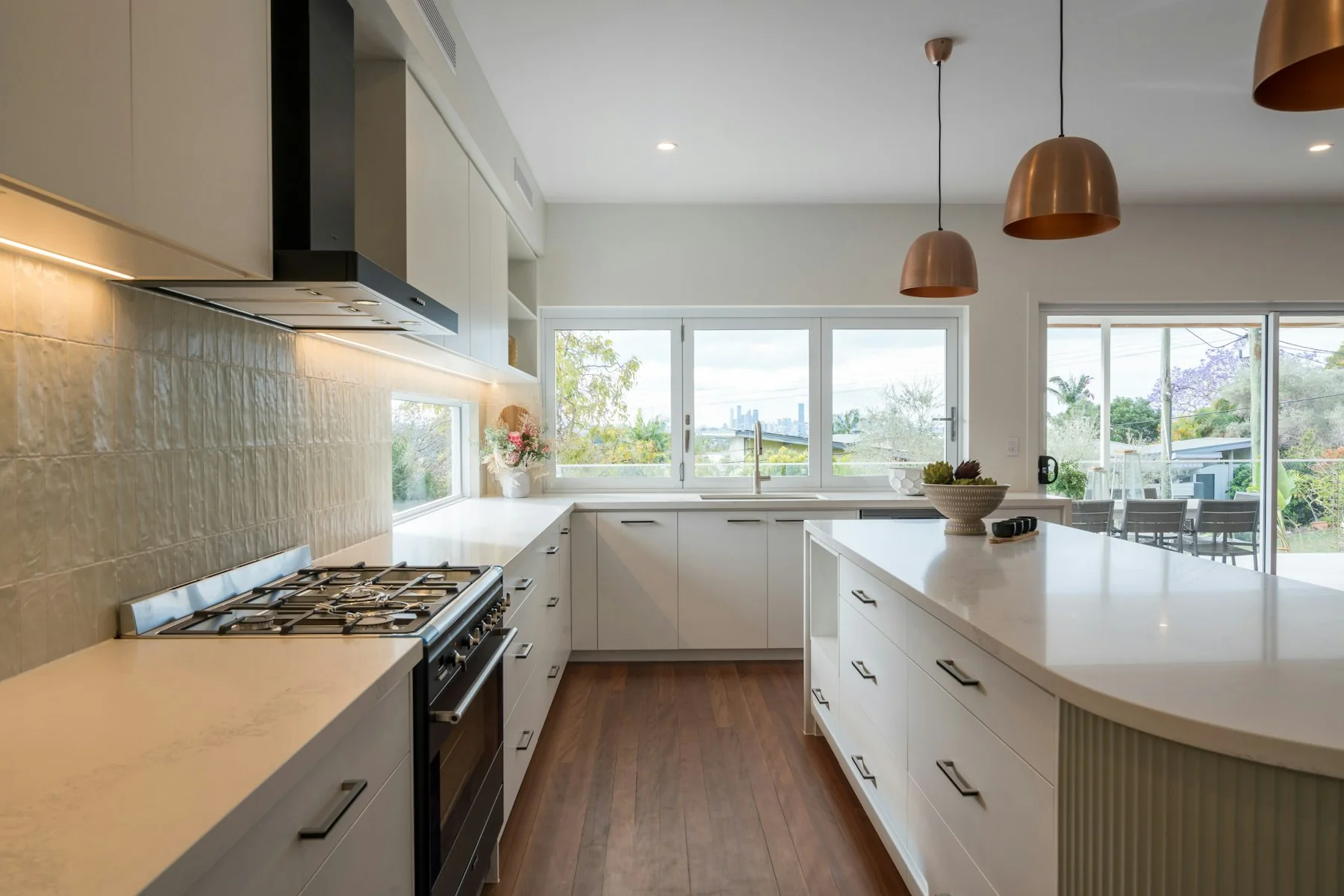 Sunlit contemporary kitchen interior